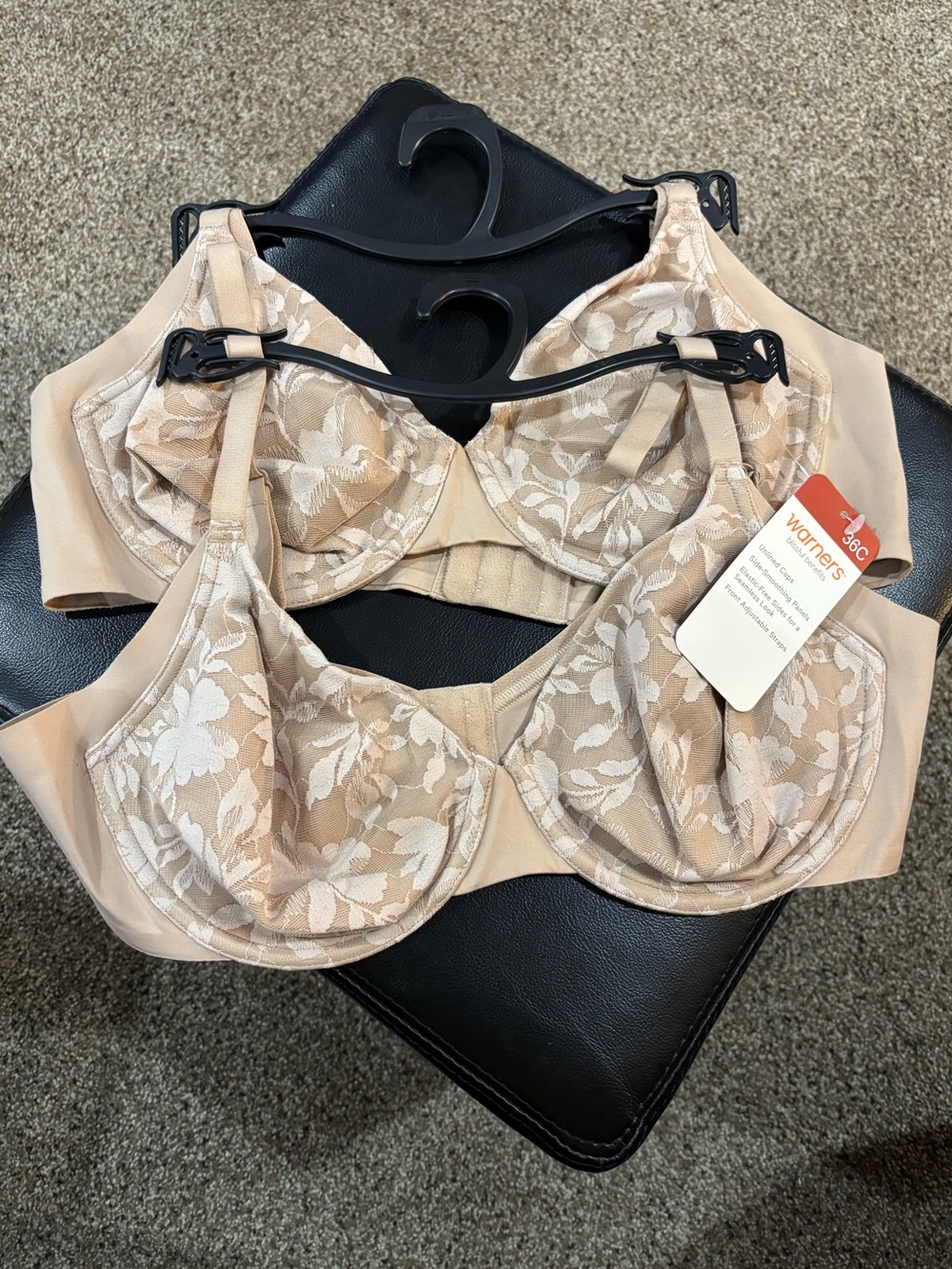Warners tan underwire unlined underarm-smoothing lace bras size 36C